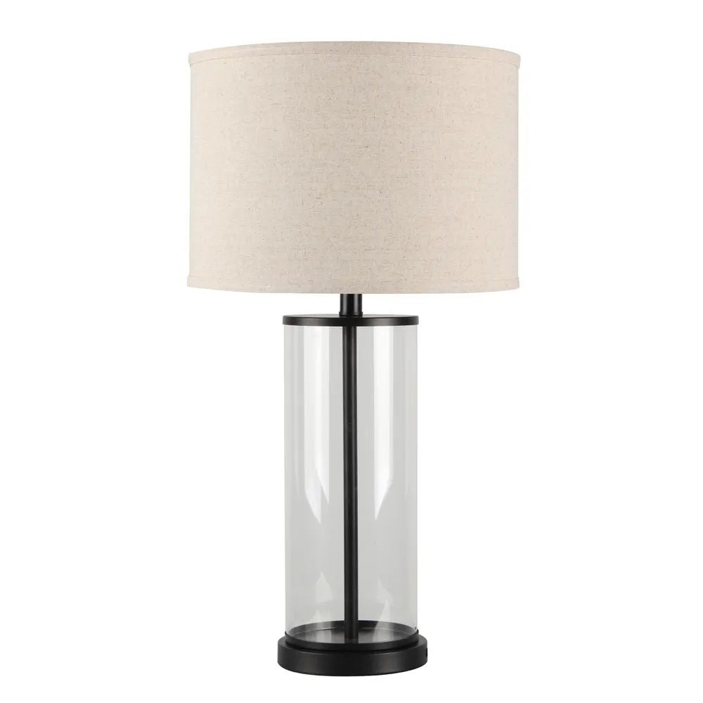 Cafe Lighting LEFT BANK - Cylindrical Clear Glass Table Lamp-Cafe Lighting-Ozlighting.com.au