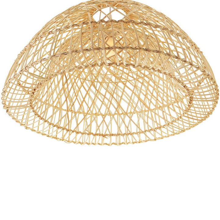 Cafe Lighting LONGPORT - 70cm Dome Rattan Pendant-Cafe Lighting-Ozlighting.com.au