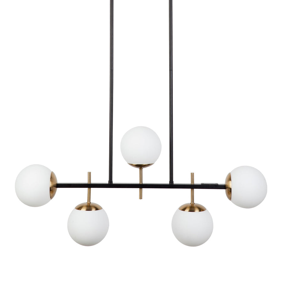 Cafe Lighting MADDOX - 5 Light Linear Bar Cluster Opal Glass Ball Pendant-Cafe Lighting-Ozlighting.com.au