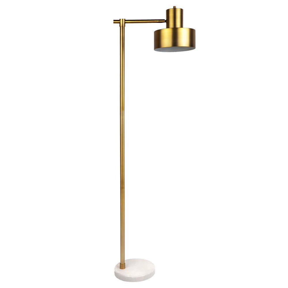 Cafe Lighting MARLIN - White Marble Base And Metal Brass Floor Lamp-Cafe Lighting-Ozlighting.com.au