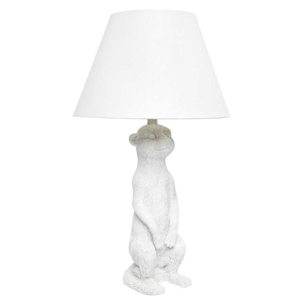 Cafe Lighting MEERKAT - Painted White Resin Meerkat Table Lamp-Cafe Lighting-Ozlighting.com.au