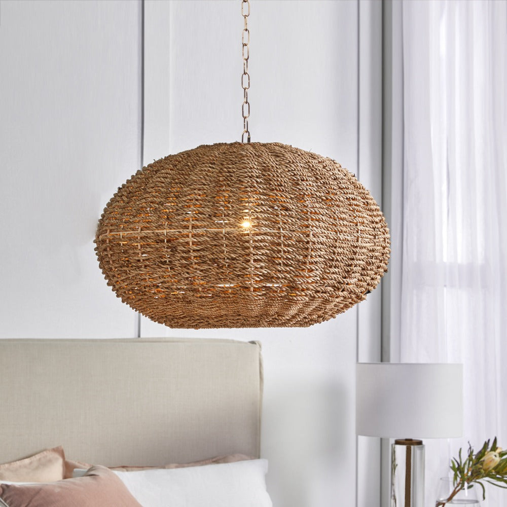 Cafe Lighting MONTEGO - 64.5cm Oval Rattan Pendant-Cafe Lighting-Ozlighting.com.au