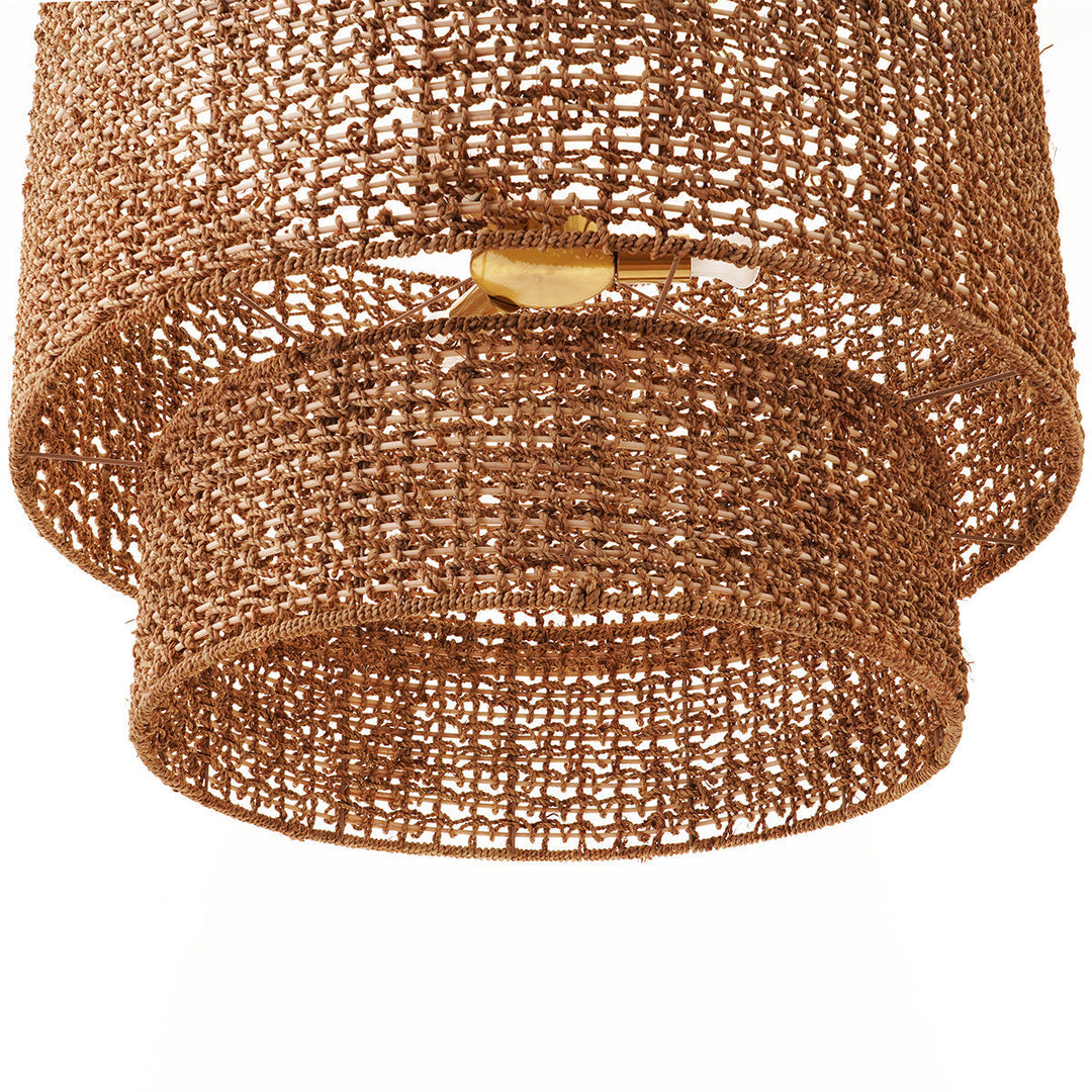 Cafe Lighting NAVARRE - 81cm Two-Tier Rattan Pendant-Cafe Lighting-Ozlighting.com.au