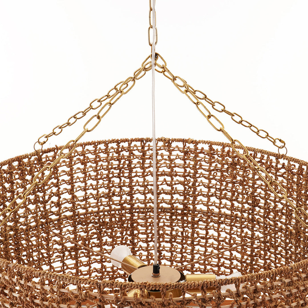 Cafe Lighting NAVARRE - 81cm Two-Tier Rattan Pendant-Cafe Lighting-Ozlighting.com.au