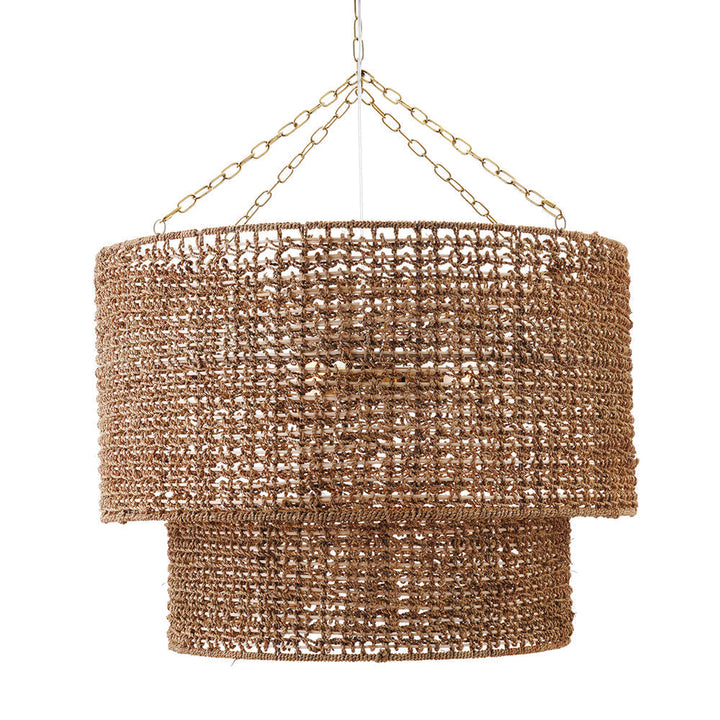 Cafe Lighting NAVARRE - 81cm Two-Tier Rattan Pendant-Cafe Lighting-Ozlighting.com.au