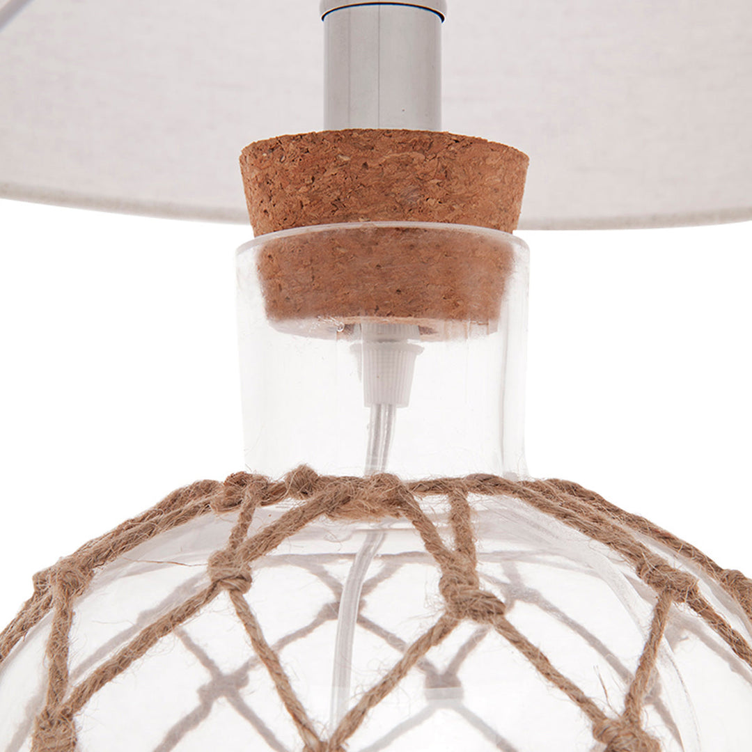 Cafe Lighting SAN JUAN - Clear Glass And Natural Rope Table Lamp-Cafe Lighting-Ozlighting.com.au