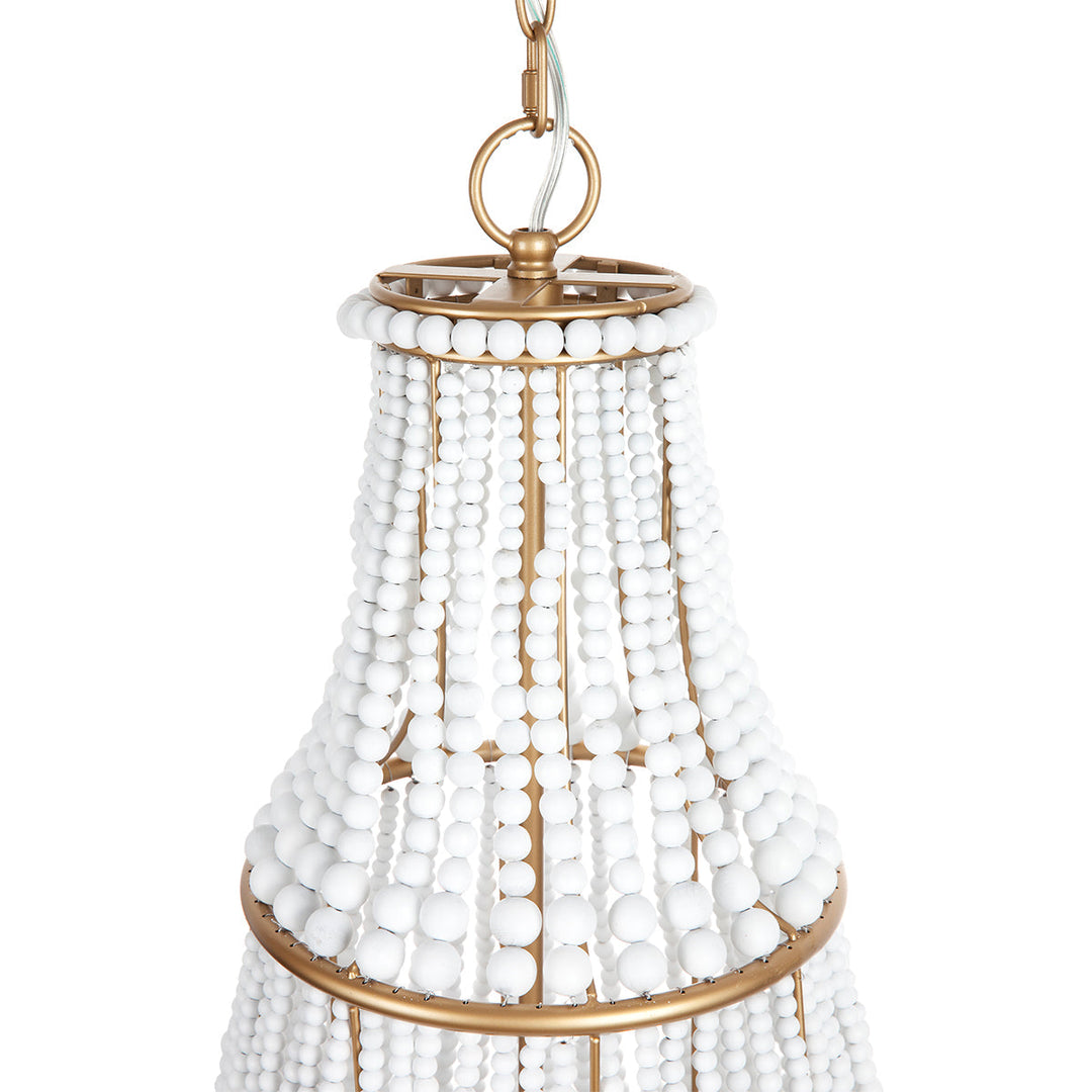 Cafe Lighting SIERRA - 6 Light White Wooden Beaded Chandelier Pendant-Cafe Lighting-Ozlighting.com.au