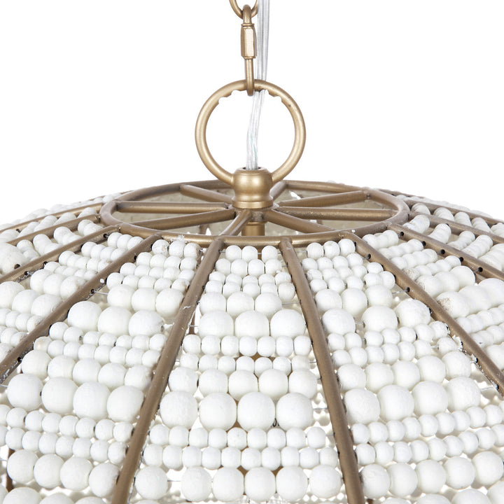 Cafe Lighting SIERRA - White Wooden Beaded Dome Pendant-Cafe Lighting-Ozlighting.com.au