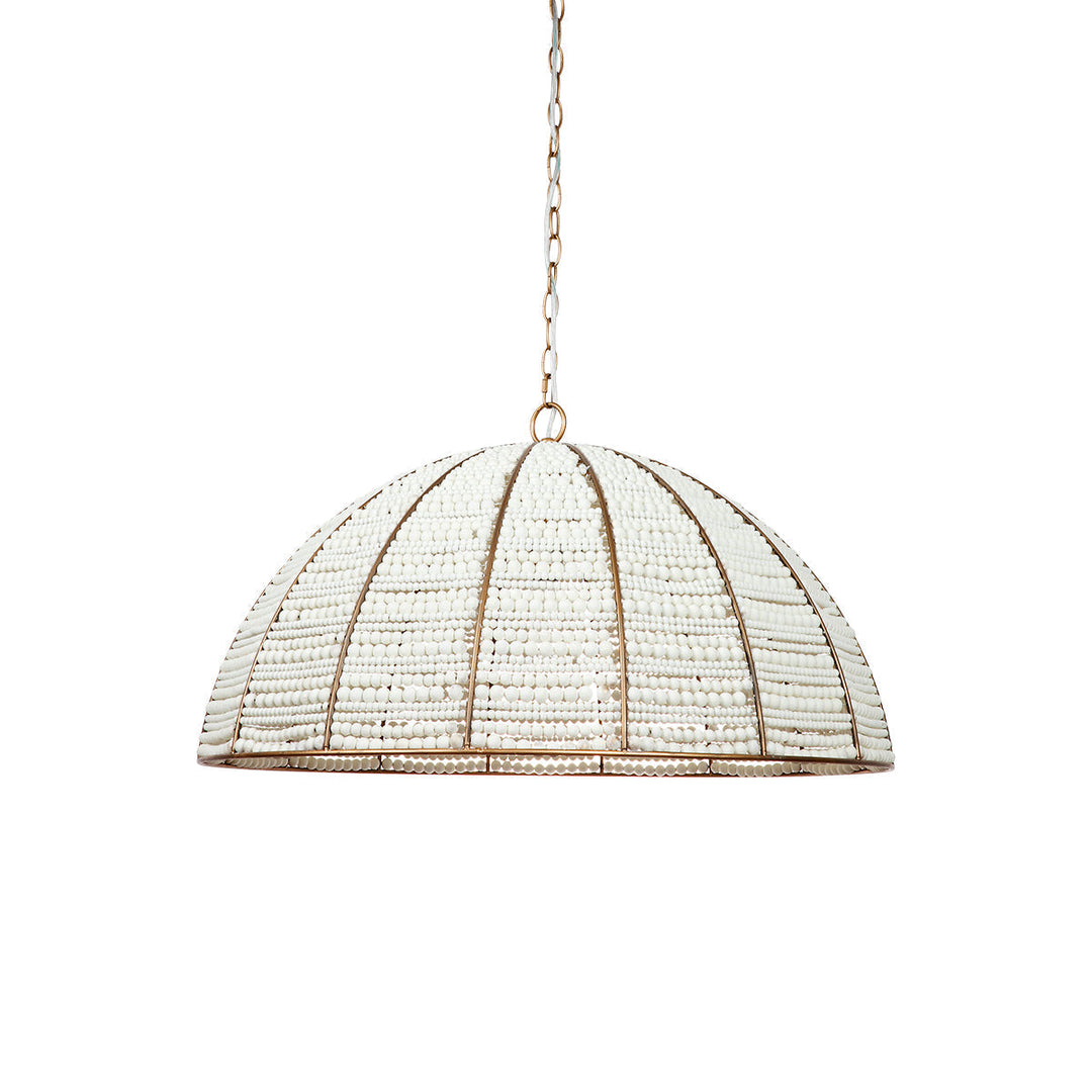 Cafe Lighting SIERRA - White Wooden Beaded Dome Pendant-Cafe Lighting-Ozlighting.com.au