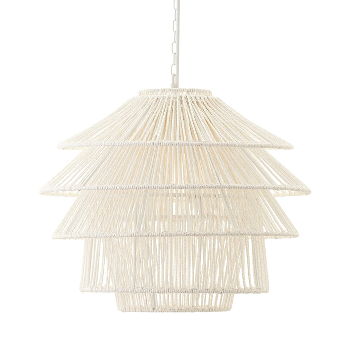 Cafe Lighting SOLANA - 1 Light White Rope Pendant-Cafe Lighting-Ozlighting.com.au