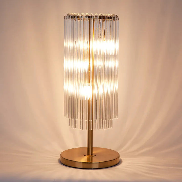 Cafe Lighting ZARA - 3 Light Clear Glass Rods Table Lamp-Cafe Lighting-Ozlighting.com.au