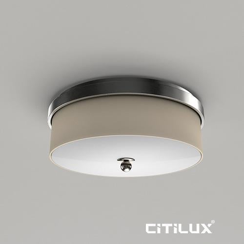 Citilux BROOKLYN - Fabric Shade Ceiling Light Satin Nickel-Citilux-Ozlighting.com.au