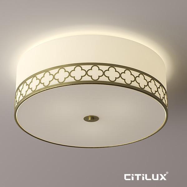 Citilux NEW JERSEY - Fabric Shade with Antique Brass Ceiling Light-Citilux-Ozlighting.com.au