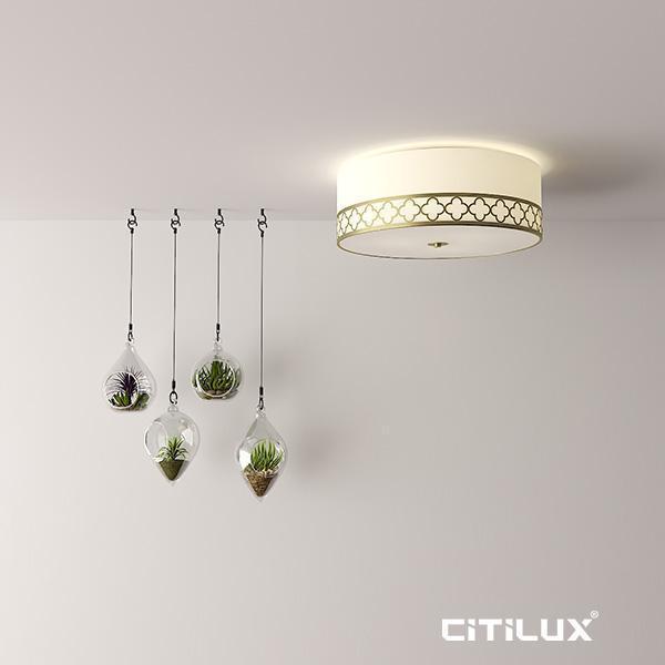 Citilux NEW JERSEY - Fabric Shade with Antique Brass Ceiling Light-Citilux-Ozlighting.com.au