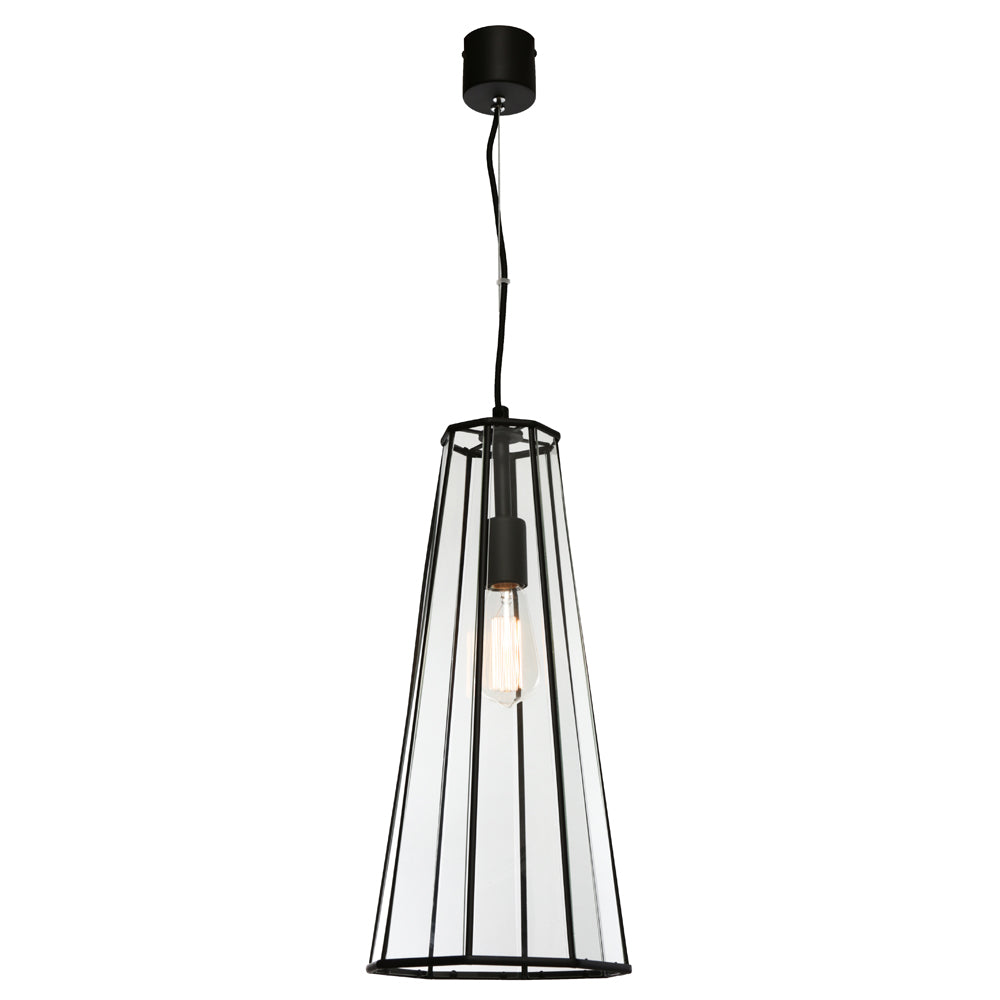 Cougar ZARA - 1 Light Metal and Clear Glass Cone Pendant-Cougar Lighting-Ozlighting.com.au