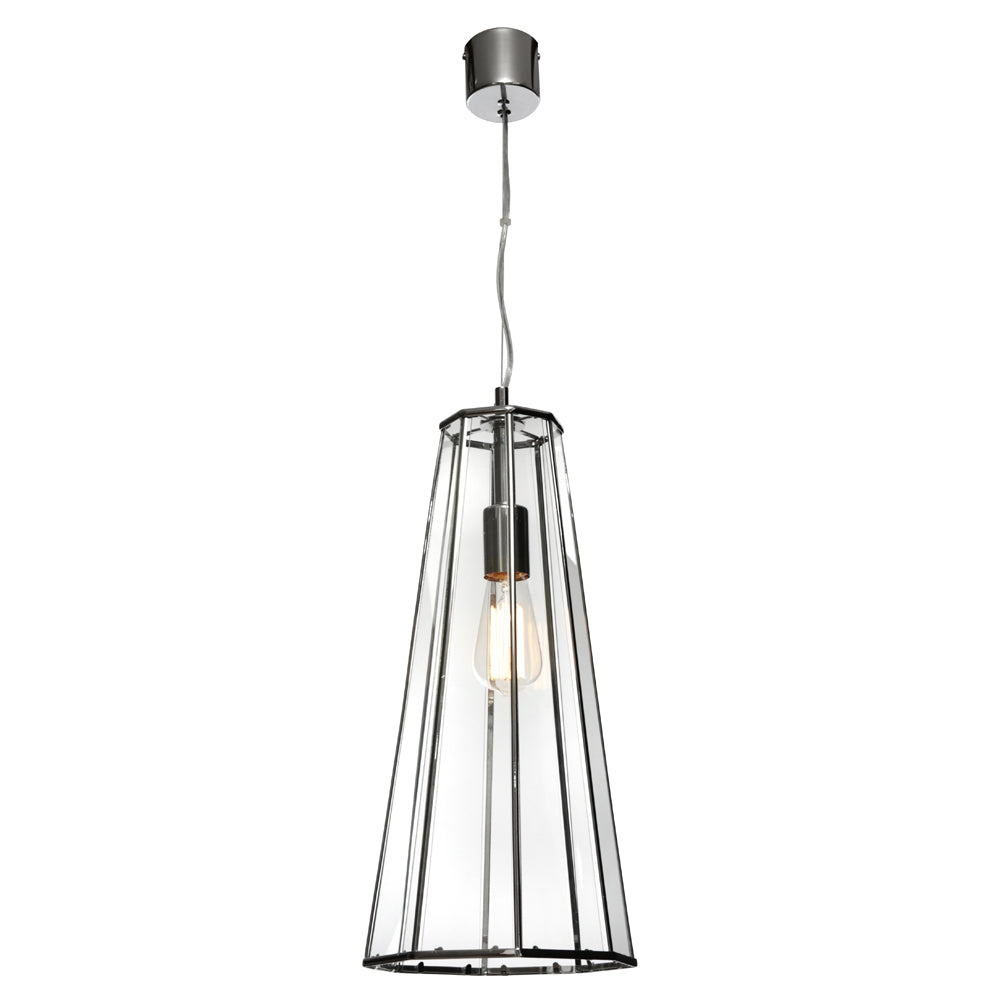 Cougar ZARA - 1 Light Metal and Clear Glass Cone Pendant-Cougar Lighting-Ozlighting.com.au