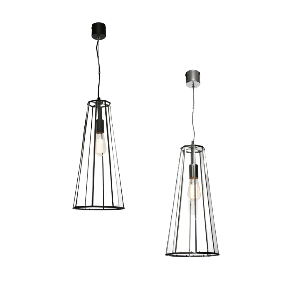 Cougar ZARA - 1 Light Metal and Clear Glass Cone Pendant-Cougar Lighting-Ozlighting.com.au