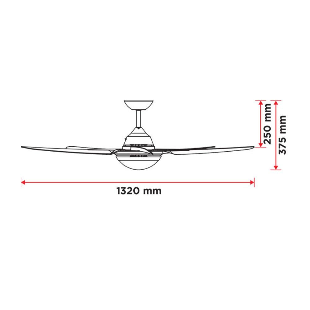 DEKA RANDLE-52-LIGHT - 5 Blade 1320mm 52" AC Ceiling Fan With 18W LED Light-DEKA-Ozlighting.com.au