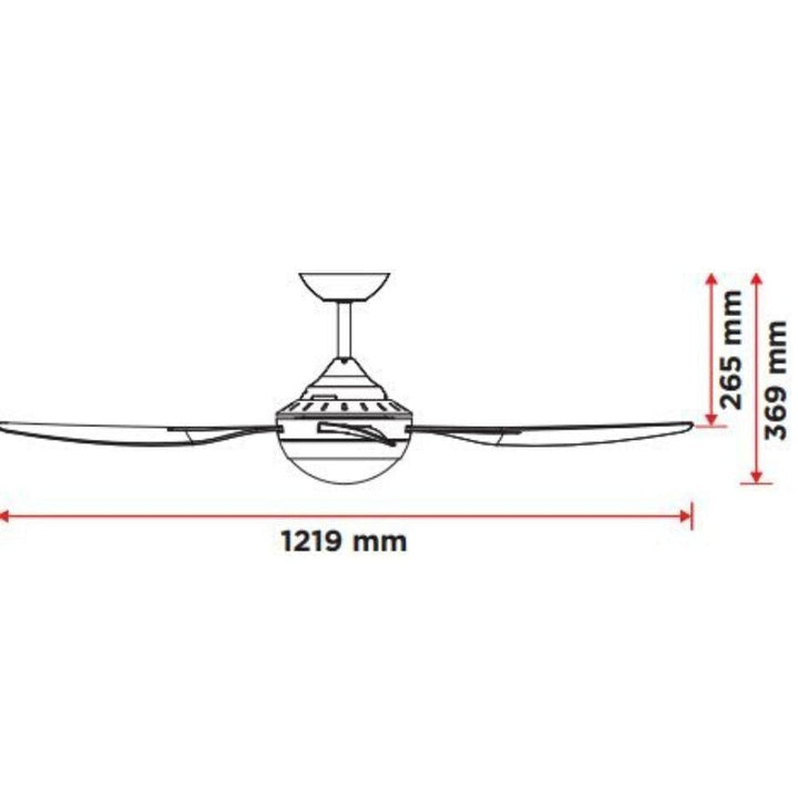 DEKA RUSSELL-48-LIGHT - 4 Blade 1220mm 48" AC Ceiling Fan with 18W LED Light-DEKA-Ozlighting.com.au