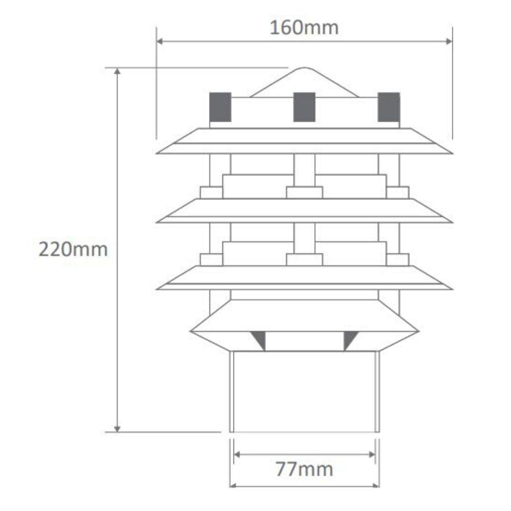 Domus BL-100 - Three Tier Bollard Head Garden Light Powder Coated Finish-Domus Lighting-Ozlighting.com.au