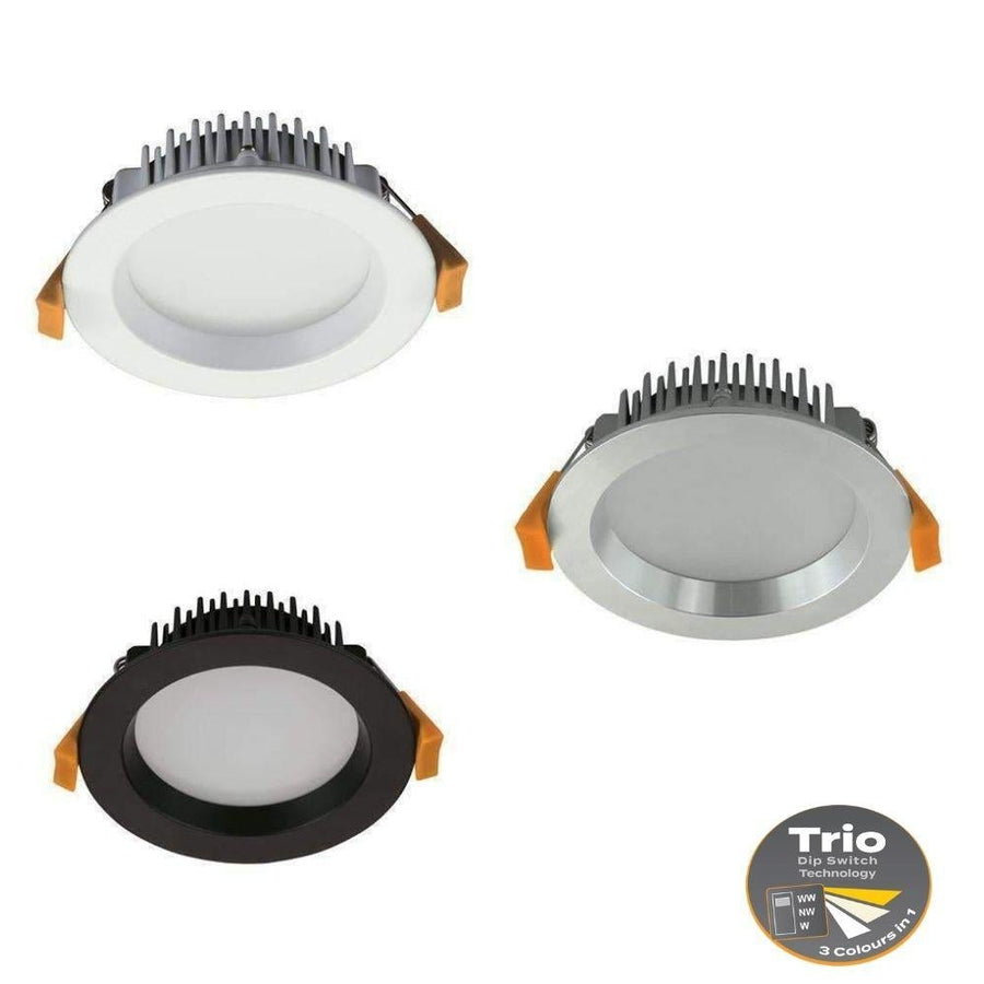 Domus DECO-13 - 13W LED Tri-Colour Dimmable Deep Face Downlight IP44-Domus Lighting-Ozlighting.com.au