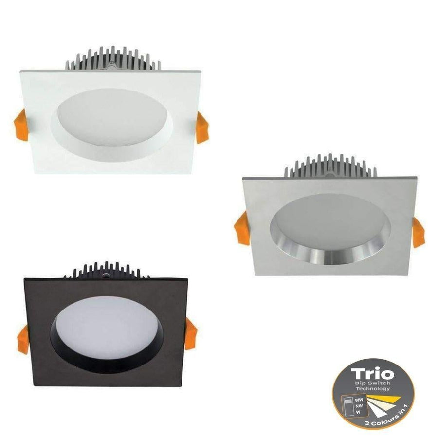 Domus DECO-13 - 13W LED Tri-Colour Dimmable Square Deep Face Downlight IP44-Domus Lighting-Ozlighting.com.au