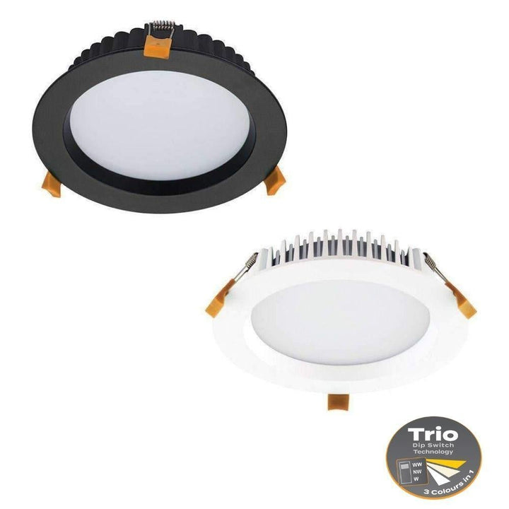 Domus DECO-20 - 20W LED Tri-Colour Dimmable Round Deep Face Downlight IP44-Domus Lighting-Ozlighting.com.au