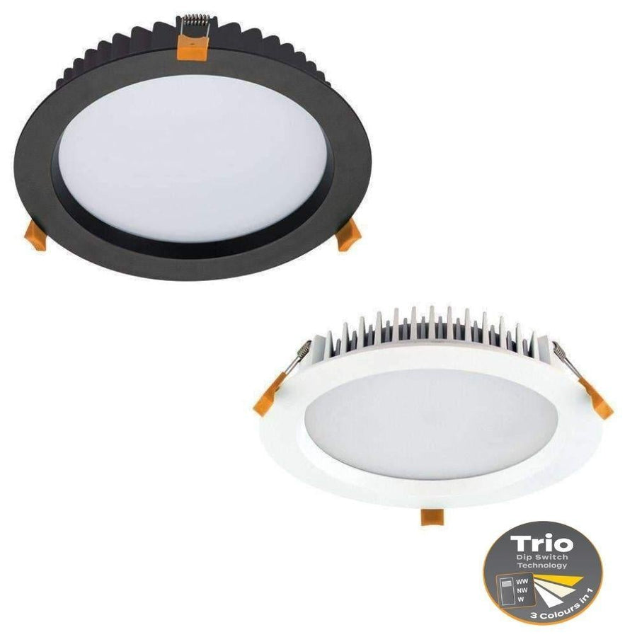 Domus DECO-28 - 28W LED Tri-Colour Dimmable Round Deep Face Downlight IP44-Domus Lighting-Ozlighting.com.au