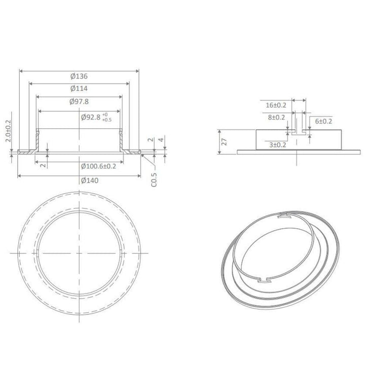 Domus DECO-ADAP - 140mm Adapter Plate to suit DECO-13 Round-Domus Lighting-Ozlighting.com.au