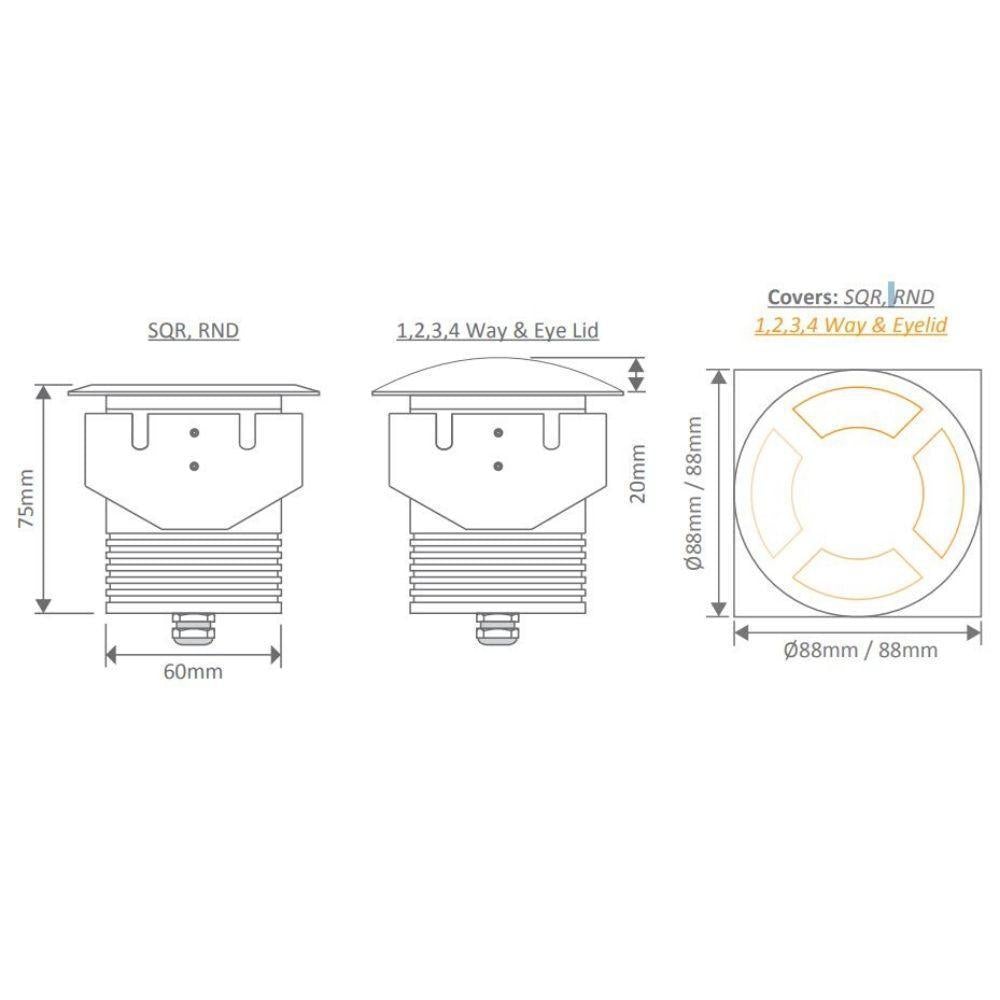 Domus DEKA-COVER-1,2,3 & 4 WAY - Round COVER ONLY to Suit DEKA-BODY-Domus Lighting-Ozlighting.com.au