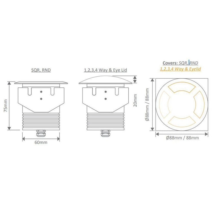 Domus DEKA-COVER-1,2,3 & 4 WAY - Round COVER ONLY to Suit DEKA-BODY-Domus Lighting-Ozlighting.com.au