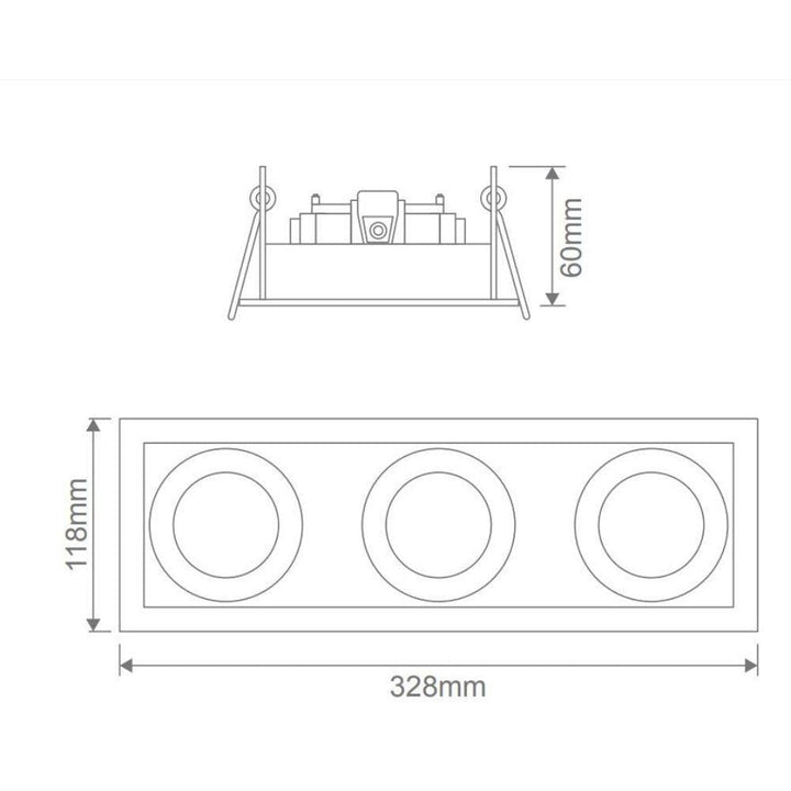 Domus DSL-101/3B - 3 Light Slotter Downlight Frame-Domus Lighting-Ozlighting.com.au