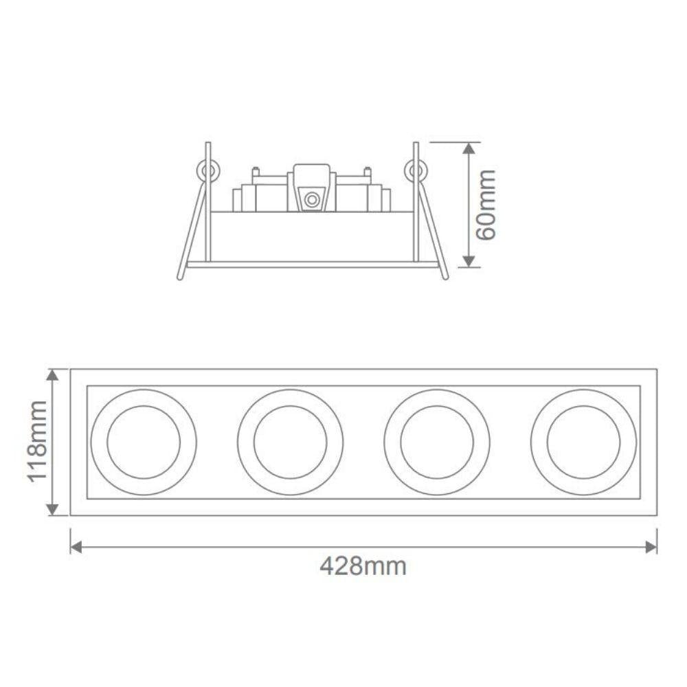 Domus DSL-101/4B - 4 Light Slotter Downlight Frame-Domus Lighting-Ozlighting.com.au