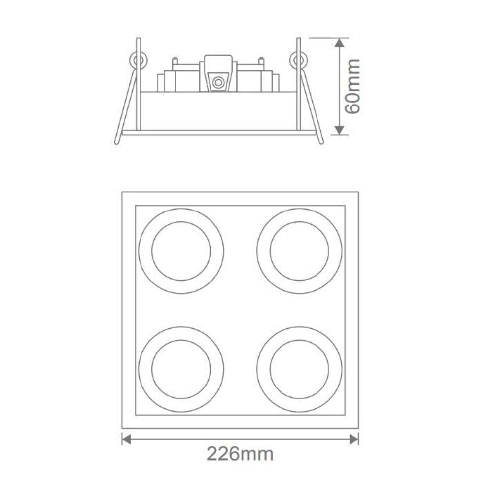 Domus DSL-101/4SQ - 4 Light Square Slotter Downlight Frame-Domus Lighting-Ozlighting.com.au