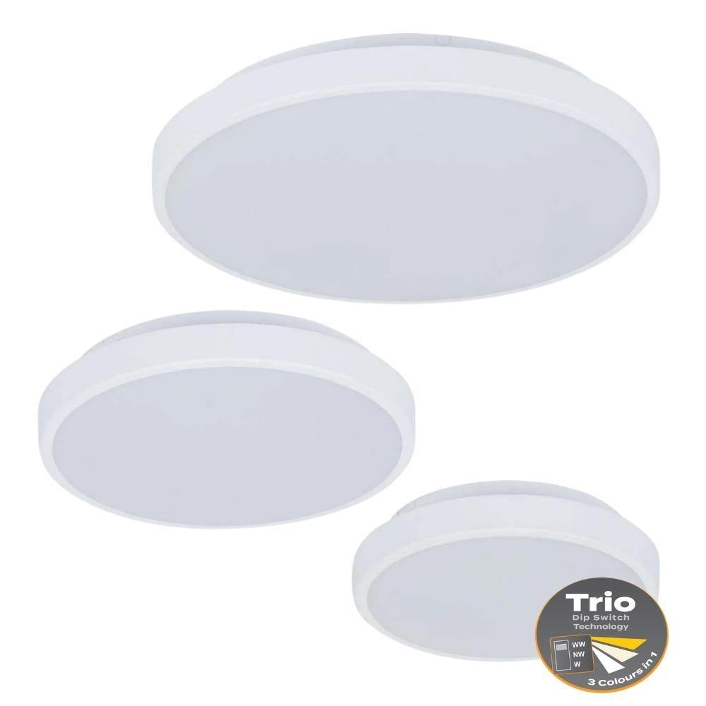 Domus EASY - 10W/18W/25W LED Tri-Colour Dimmable Round 250/300/400mm Ceiling Light IP54-Domus Lighting-Ozlighting.com.au