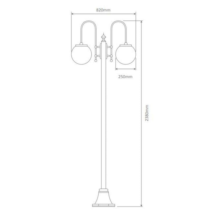 Domus GT-1002 Lisbon - Twin Spheres Curved Arms Plain Post-Domus Lighting-Ozlighting.com.au