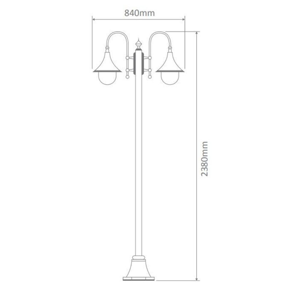 Domus GT-1066 Monaco - Twin Head Plain Post-Domus Lighting-Ozlighting.com.au