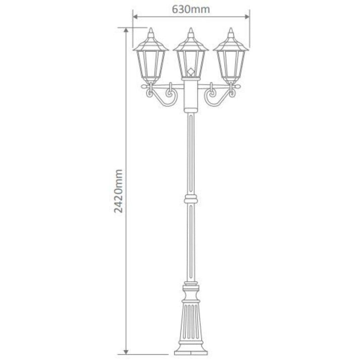 Domus GT-142 Chester - Three Head Tall Post Light-Domus Lighting-Ozlighting.com.au