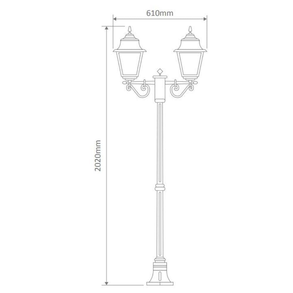 Domus GT-237 Paris - Twin Head Medium Post Light-Domus Lighting-Ozlighting.com.au