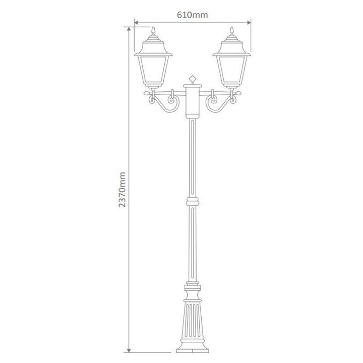 Domus GT-240 Paris - Twin Head Tall Post Light-Domus Lighting-Ozlighting.com.au