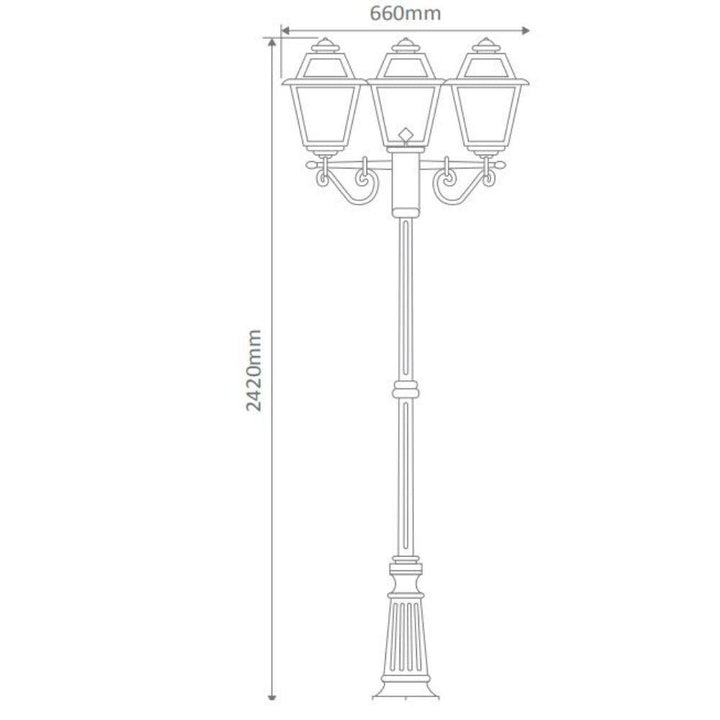 Domus GT-282 Avignon - Triple Head Tall Post Light-Domus Lighting-Ozlighting.com.au