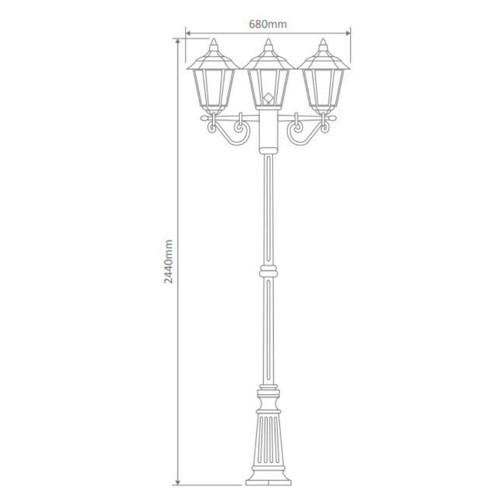 Domus GT-432 Turin - Triple Head Tall Post Light-Domus Lighting-Ozlighting.com.au