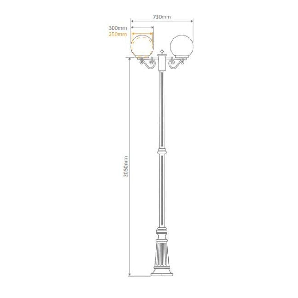 Domus GT-561 Siena - Twin 30cm Spheres Tall Post-Domus Lighting-Ozlighting.com.au