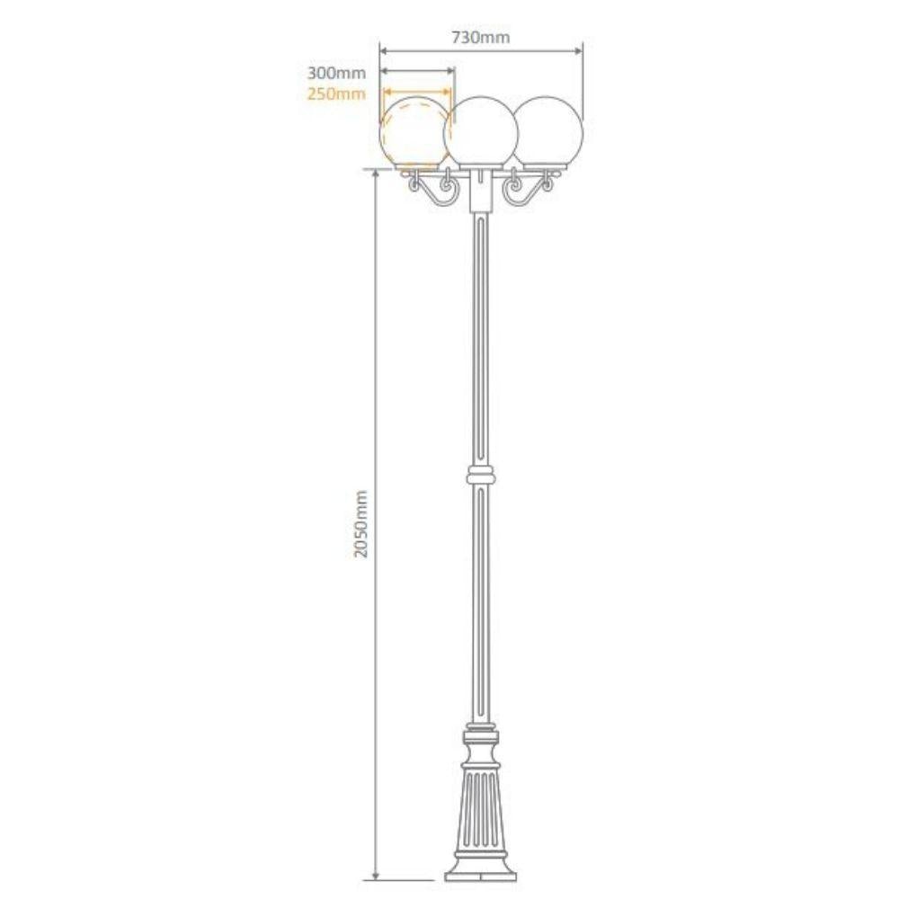 Domus GT-563 Siena - Triple 30cm Spheres Tall Post-Domus Lighting-Ozlighting.com.au