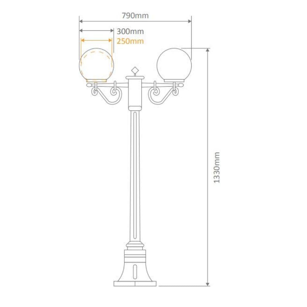 Domus GT-568 Siena - Twin 30cm Spheres Short Post-Domus Lighting-Ozlighting.com.au