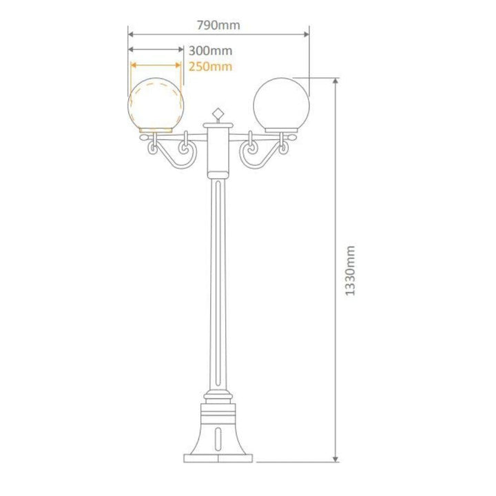 Domus GT-568 Siena - Twin 30cm Spheres Short Post-Domus Lighting-Ozlighting.com.au