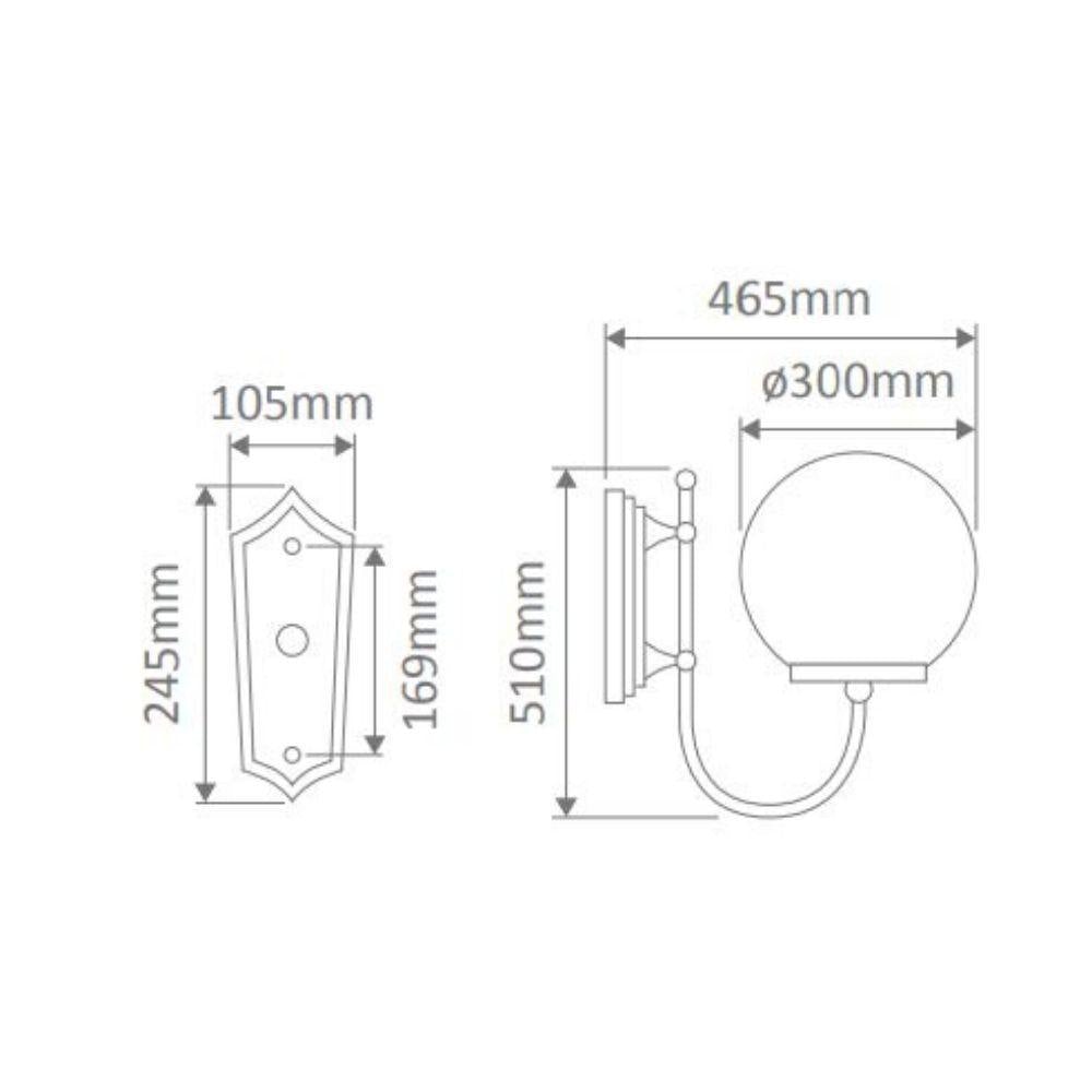 Domus GT-602 Lisbon - 30cm Sphere Curved Arm Wall Light-Domus Lighting-Ozlighting.com.au