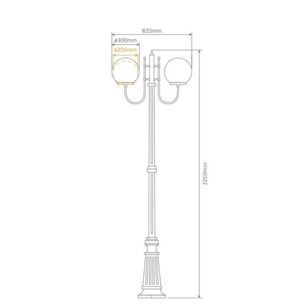 Domus GT-620 Lisbon - Twin 25cm Sphere Curved Arms Tall Post Light-Domus Lighting-Ozlighting.com.au