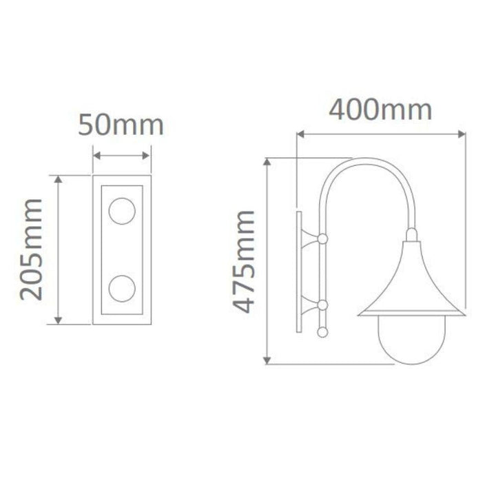 Domus GT-653 Monaco - Curved Arm Downward Post Bracket Mount-Domus Lighting-Ozlighting.com.au