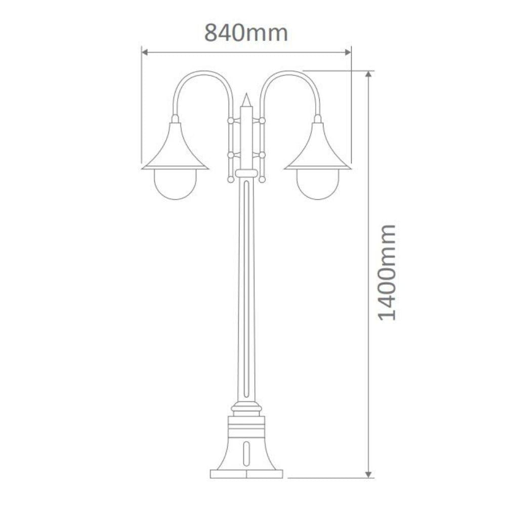 Domus GT-657 Monaco - Twin Head Short Post-Domus Lighting-Ozlighting.com.au